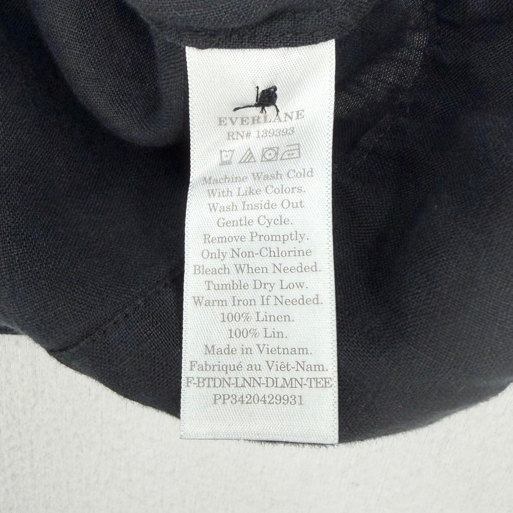 EVERLANE The Linen Drape Top Womens 2 Black Cap Sleeve High Neck Casual Resort - Picture 10 of 13